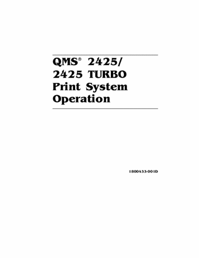 Konica Minolta QMS 2425 Konica Minolta QMS 2425 Print System Operation